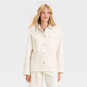 Universal Thread NWT❗️Ivory Studded Chore Denim Jacket